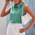 thumbnail image 2 of vigerkar Womens Sleeveless Button Down Shirt Collared Cotton Linen Blouse Casual Office Shirts Basic Tank Top (Green, XXL), 2 of 9