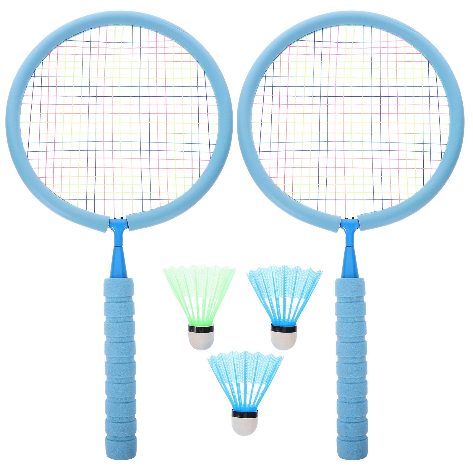 LOLIPPYY 1Set Blue Badminton Racket Set with Balls Durable Lightweight Sports Game Equipment