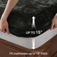 thumbnail image 5 of Velvet Fitted Sheet and Pillowcases Set, Luxury Soft Fuzzy Bottom Sheet with Reinforced Elastic Corner Straps, Deep Pocket up to 15 Inch, 1 Fitted Sheet and 2 Pillowcases (Queen, Black), 5 of 9