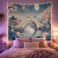 thumbnail image 2 of Moonlit Stone Arch Bridge Over Calm Water, Serene Japanese Inspired for Nature Lovers, Traditional Landscape Art Decor, Housewarming Gift Tapestry Wall Hanging for Bedroom and Living Room, 2 of 7