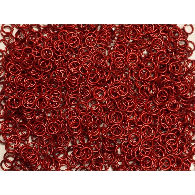 1/2 Pound Red Anodized Aluminum Jump Rings 16G 5/16" ID (1500 Rings)