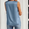 thumbnail image 4 of Dressy Blouses for Women V Neck Casual Sleeveless Tops Satin Blouse - for Dating Office Work Dark Blue 2XL, 4 of 9