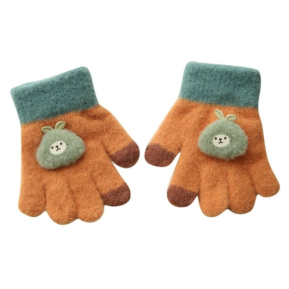 Fgnfyis Boys Girls Knitted Gloves Kid Children Stretchy Knit Cold Weather Kids Winter Gloves C