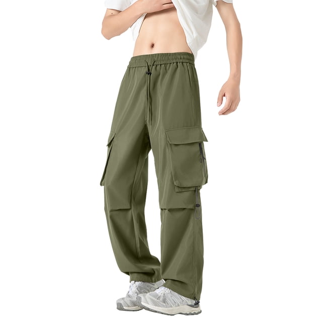 Ceisia Men's All-Season Cargo Pants - Gift Solid Casual Multiple Pockets Outdoor Straight Leg Fitness Trousers