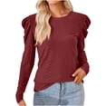 thumbnail image 2 of Viadha Women Long Sleeve Shirts Casual Tops Dressy Blouses Fashion Pleated Tunic, 2 of 7