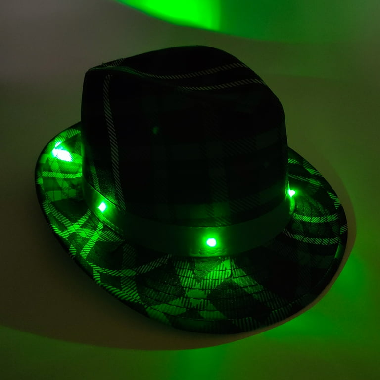 Saint Patrick's Day Plaid Gatsby Hat with Lights by Way to