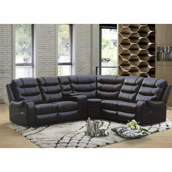 Kingway Mirabella 5-piece Faux Leather Reclining Sectional with console