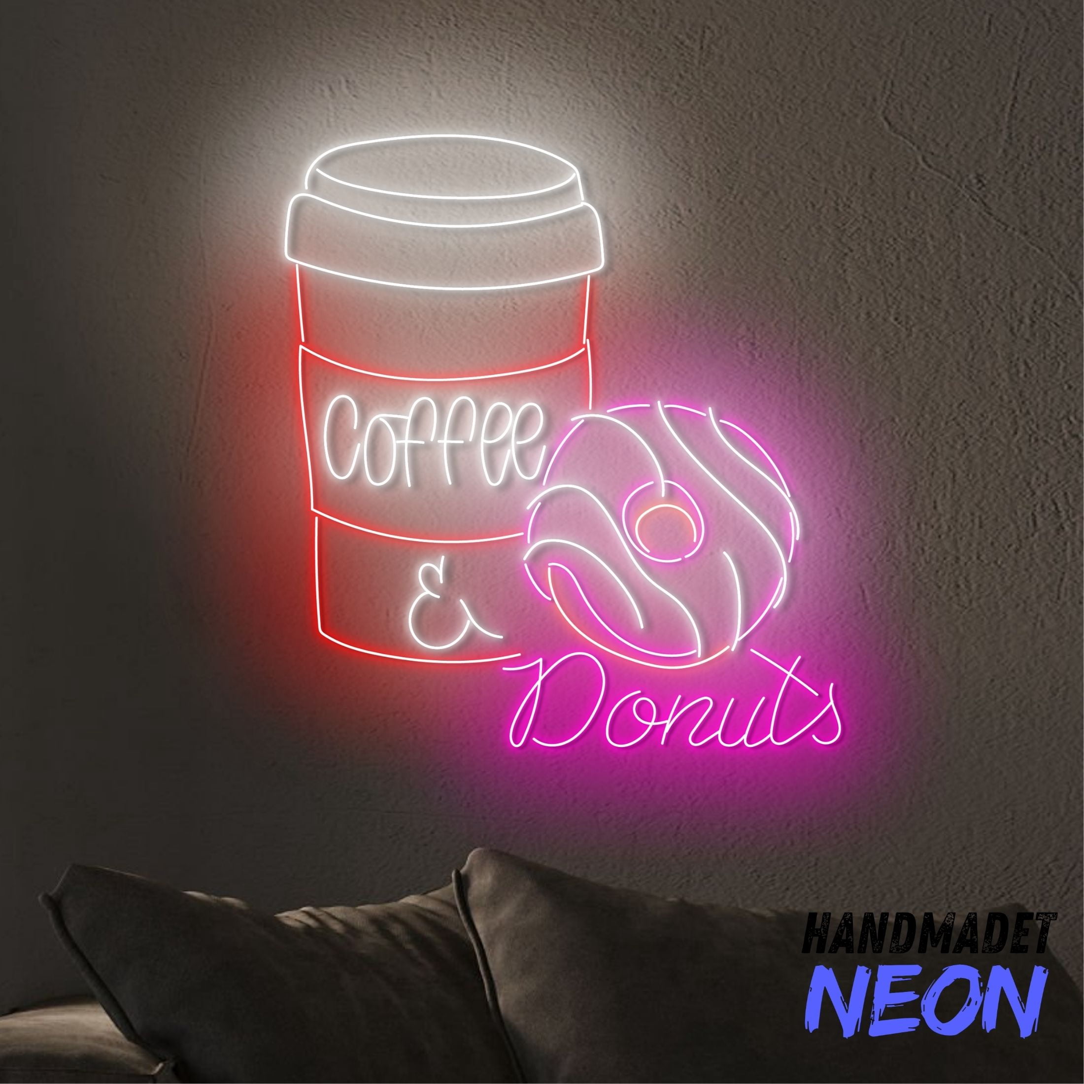 Handmadetneonsign Coffee & Donuts Neon Sign, Donut Coffee Led Sign, Open Donut Store Wall Decor, Coffee Shop Wall Art 79376