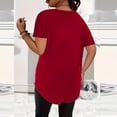 thumbnail image 3 of Women's Plus Size Tops V-Neck Button down T-Shirts, Casual Solid Summer Loose Basic Tee ,Red,5XL, 3 of 5