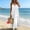 *White, variant on ClodeEU Women's Linen Blend V Neck Maxi Dress with Pockets,Pleated Hem Casual Beach Dress Khaki,Womens Plus XL