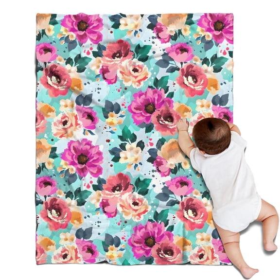 Pioneer Flower Floral Print Pattern Blanket,Comfortable Soft Flannel Throw Blanket,All Season,Warm Lightweight Blankets for Sofa Bed Couch Living Room Chair,30"x40"