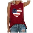 thumbnail image 1 of lcziwo Débardeurs Cœur pour Femmes, Débardeurs Graphiques pour Femmes 4 Juillet Été Décontracté Ample Sans Manches Chemises Drapeau Américain Imprimé Col Rond T-Shirts 2024 Rouge P, 1 of 4