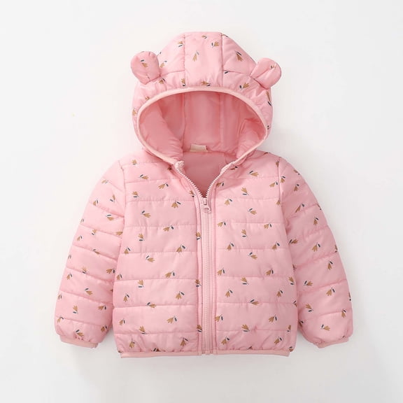 Cowsor Winter Coats Puffer Padded Jacket for Toddler Boys Girls Kids Light Outwear Cute Bear Ears with Hoods Clothing