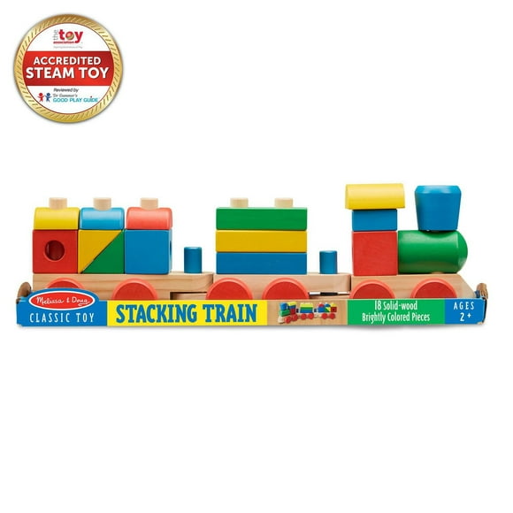 Melissa & Doug Stacking Train - Classic Wooden Toddler Toy (18 pcs)