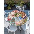 thumbnail image 6 of Boho Floral Round Fitted Tablecloth with Elastic Edge, Waterproof Table Cloth Table Cover for 45"-54" Tables, Spring Vintage Abstract Art Flowers Tablecloths for Dining Picnic Indoor Outdoor, 6 of 9