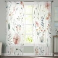 thumbnail image 2 of Pink Floral Sheer Curtains 84 Inches Long 2 Panels Set, Window Sheer Curtains for Living Room/Bedroom, Farmhouse Watercolor Spring Flowers Herbs Light Filtering Rod Pocket Curtain 52'' x 84'' x 2, 2 of 7