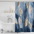 thumbnail image 4 of Blue Gold Feather Waterproof Fabric Shower Curtain,Modern Oil Painting Gradient White Waterproof Fabric Shower Curtain for Bathroom Curtains Bathtubs Shower Curtains with 12 Hooks Extra Long 72x96, 4 of 8