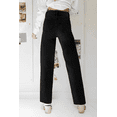 thumbnail image 4 of Olaglory Straight Leg Jeans for Women Trendy, High Waisted Elastic Waist Frayed Denim Pants, Casual Loose Stretchy Cropped Wide Leg Jeans, Black, 4 of 9