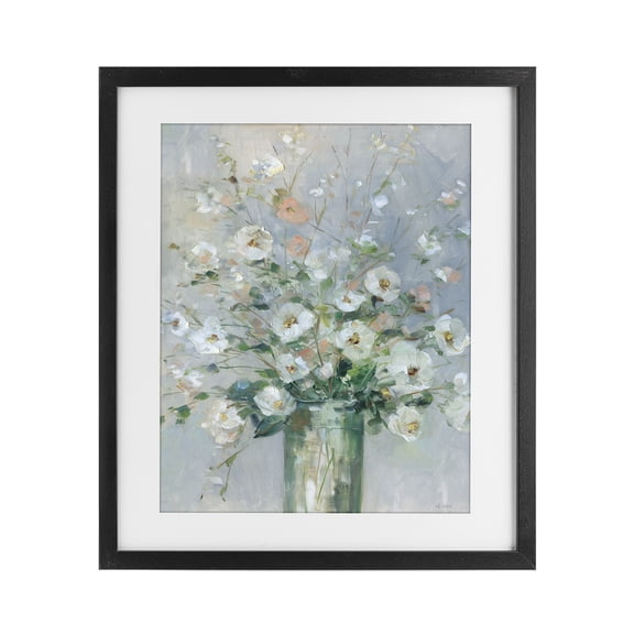 Stupell Industries Traditional Delicate White Blossoms Impression Black Framed Print Under Glass, 13 x 16, by Sally Swatland