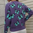 thumbnail image 4 of Pntutb Moda Mujer Mangas Largas Cuello Redondo Estampado De Mariposa Tops Sueltos Blusa Suéter De Punto Pntutb Pntutb-2479, 4 of 6