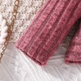 thumbnail image 6 of Odeerbi Infant Girls Fall Winter Outfits Twist Front Rib Knit Tops Flared Pants Set Loose Solid Color Cotton Long Sleeve Sweater Tops Micro Bell Bottom Trousers Set Infant Clothes Pink, 6 of 8