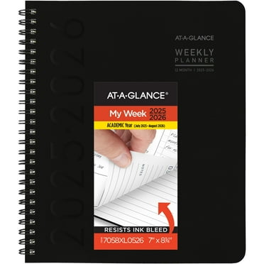 AT-A-GLANCE Contemporary Lite Academic 2025-2026 Weekly Monthly Planner Black