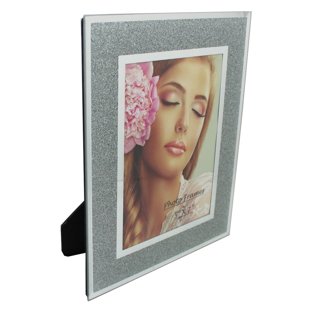 Elegant Picture Frame Silver Sparkling Glitter 1Pack 5x7