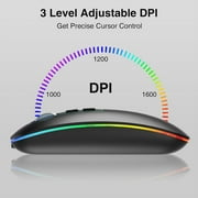 Cimetech Bluetooth Mouse, Wireless Rechargeable Mouse, LED Silent Computer Mice with Dual Mode (Bluetooth 5.1 and 2.4G), Slim Optical Mouse, Compatible with iPad, Laptop, PC, Mac, Windows-Black