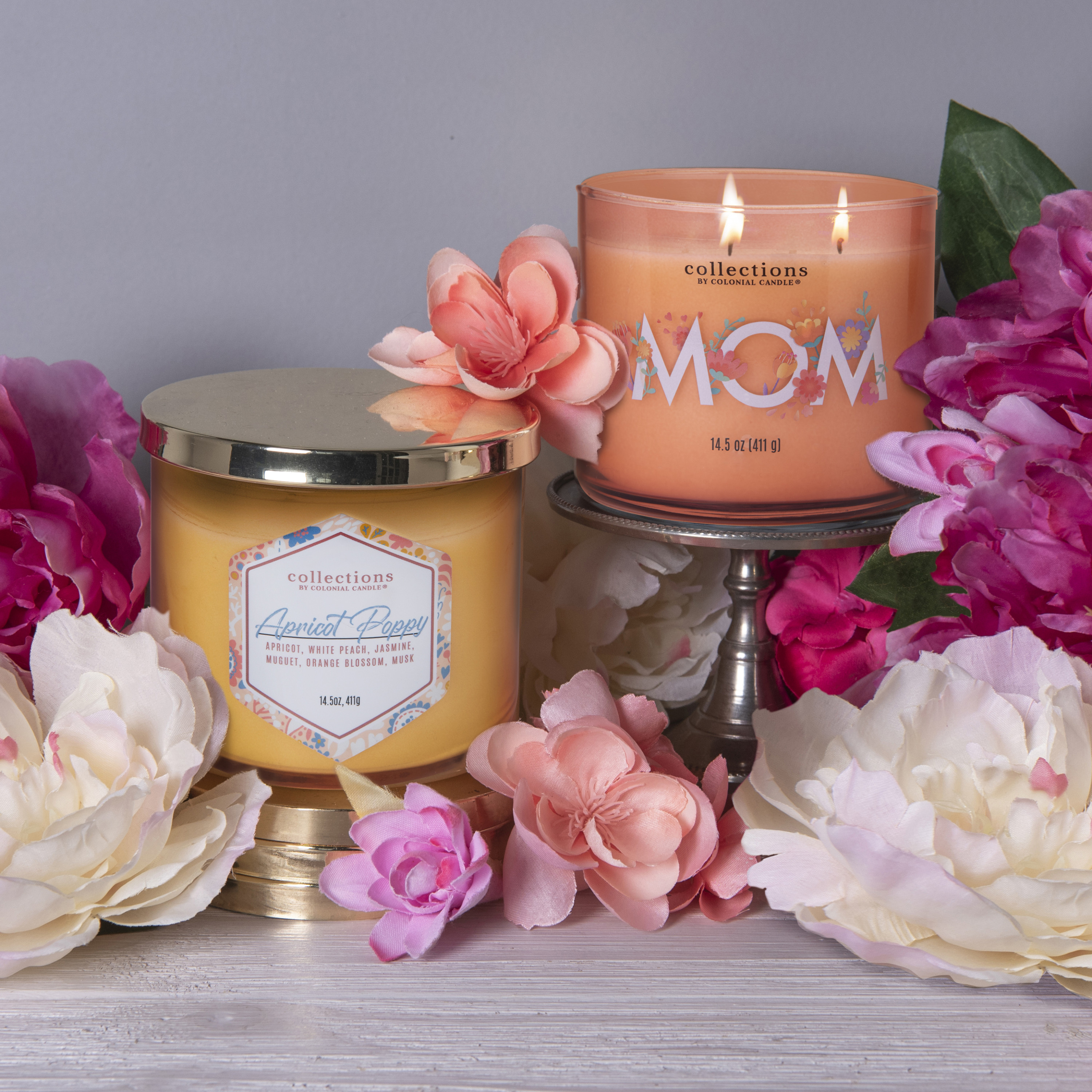 Colonial Candle Apricot Poppy Scented Jar Candle, 3 Wick, Yellow, 14.5 oz - Up to 60 Hours Burn