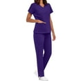 thumbnail image 5 of Scrub Sets for Woman Plus Size Short Sleeve V-Neck Solid Color Nursing Medical Uniform Top and Pants 2 Pieces with Pockets Purple M, 5 of 8