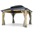 thumbnail image 5 of Howsvn 11 x 13 ft. Patio Cedar Wood Gazebo, Hardtop Wooden Gazebos, Double Metal Roof with Gray Curtains and Netting for Backyard, 5 of 7