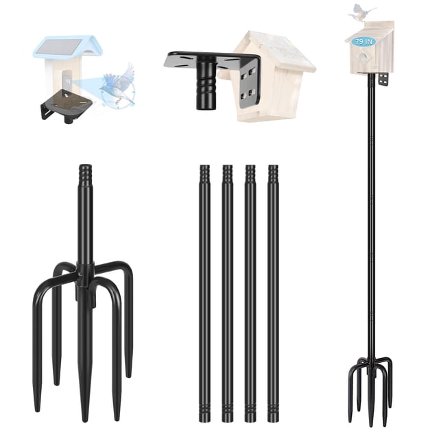 Comedero para pájaros Gtongoko Smart de 2 m con kit de montaje de metal negro