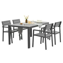 5 Pieces Outdoor Dining Set Patio Dining Table and Chairs Set for 4 Aluminum Dining Furniture,Grey