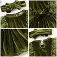 thumbnail image 4 of IDOPIP Toddler Girl Vintage Velvet Dress Wedding Christmas Party Dress Long Sleeve Fall Winter Clothes, 4 of 8