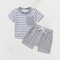 thumbnail image 2 of Bovxnpu Boys 2 Piece Outfits, Boy Short Set Cute T-Shirt Shorts, Boys' Casual Short Sleeve Turndown Collar Botton Solid Short Pants Sets 2 Years, 2 of 4