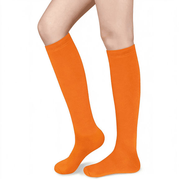 TELOLY Womens Knee High Socks for Women Knee Socks for Women Long Sock Woman Striped High Sock Athletic Halloween Accessories Halloween Accessories Orange Socks