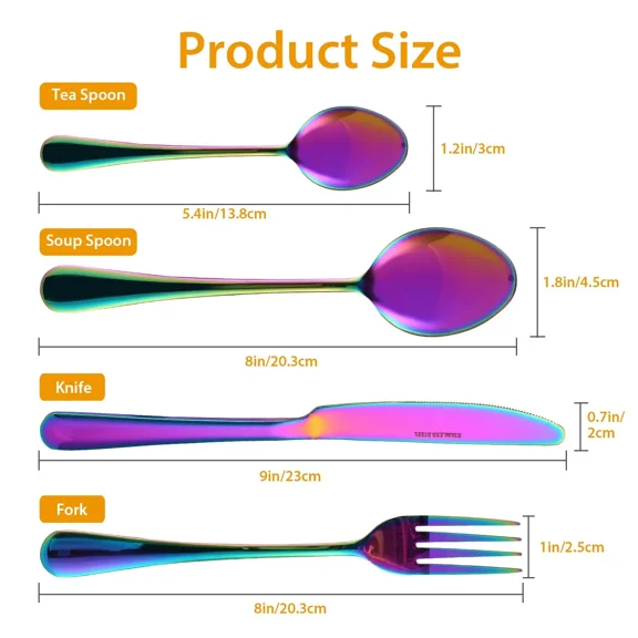 4Pcs Silverware Set With Steak Knives,Stainless Steel Flatware Set