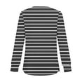 thumbnail image 4 of Hrsba Women V Neck Long Sleeve Slim Fitted Buttoned Striped Print Pullover for Fall and Winter, 4 of 5