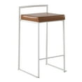 thumbnail image 2 of Fuji Contemporary Stackable Counter Stool In White With Camel Faux Leather Cushion - Set Of 2, 2 of 7