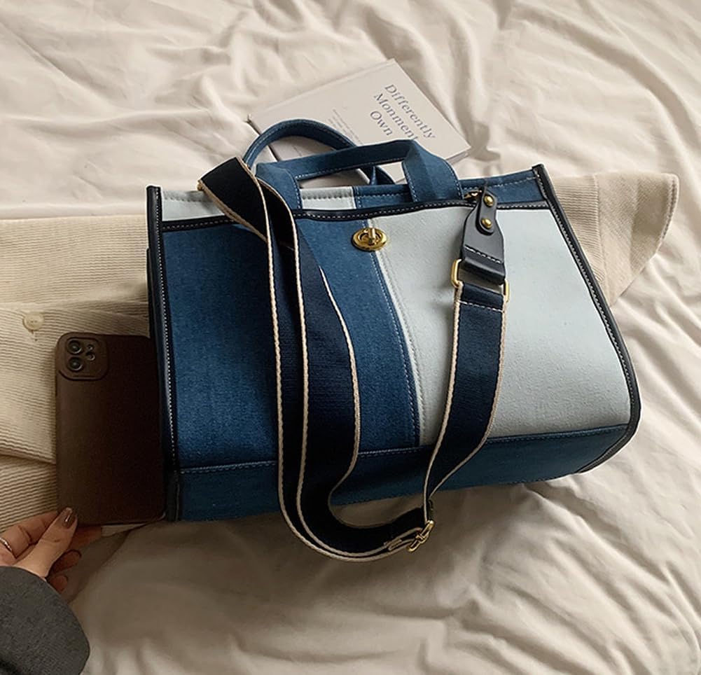 Denim Tote Bag Women Large Shoulder Bag Vintage Satchels Bag Cute Hobo Bags Casual Work Travel College Tote Handbag 2024