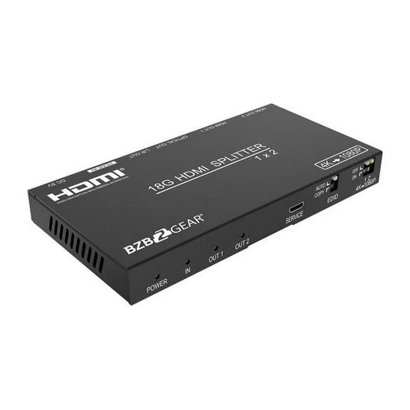 BZBGEAR 1x2 4K UHD HDMI Splitter with Downscaler with Digital and Analog Audio Output
