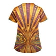 thumbnail image 4 of Mardi Gras Scrub Tops for Woman Carnival Sparkly V Neck Scrubs Feathers Print Short Sleeve Holiday Nursing Top with Pockets Orange 4XL, 4 of 4