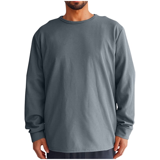 Jalioing Chandail Col Rond pour Hommes Manches Longues Texture Chandail en Molleton Couleur Unie Basique Ample