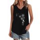 thumbnail image 4 of Tops de Lino para las Mujeres Pequeña Impresión Cuello Redondo Botón Arriba Manga Corta, Tops Cortos para las Mujeres, 4 of 5