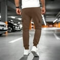 thumbnail image 4 of Men's Casual Cargo Pants Workout Joggers Stretch Sweatpants Lounge Athletic Pants Drawstring Pants with Pockets Coffee M, 4 of 5