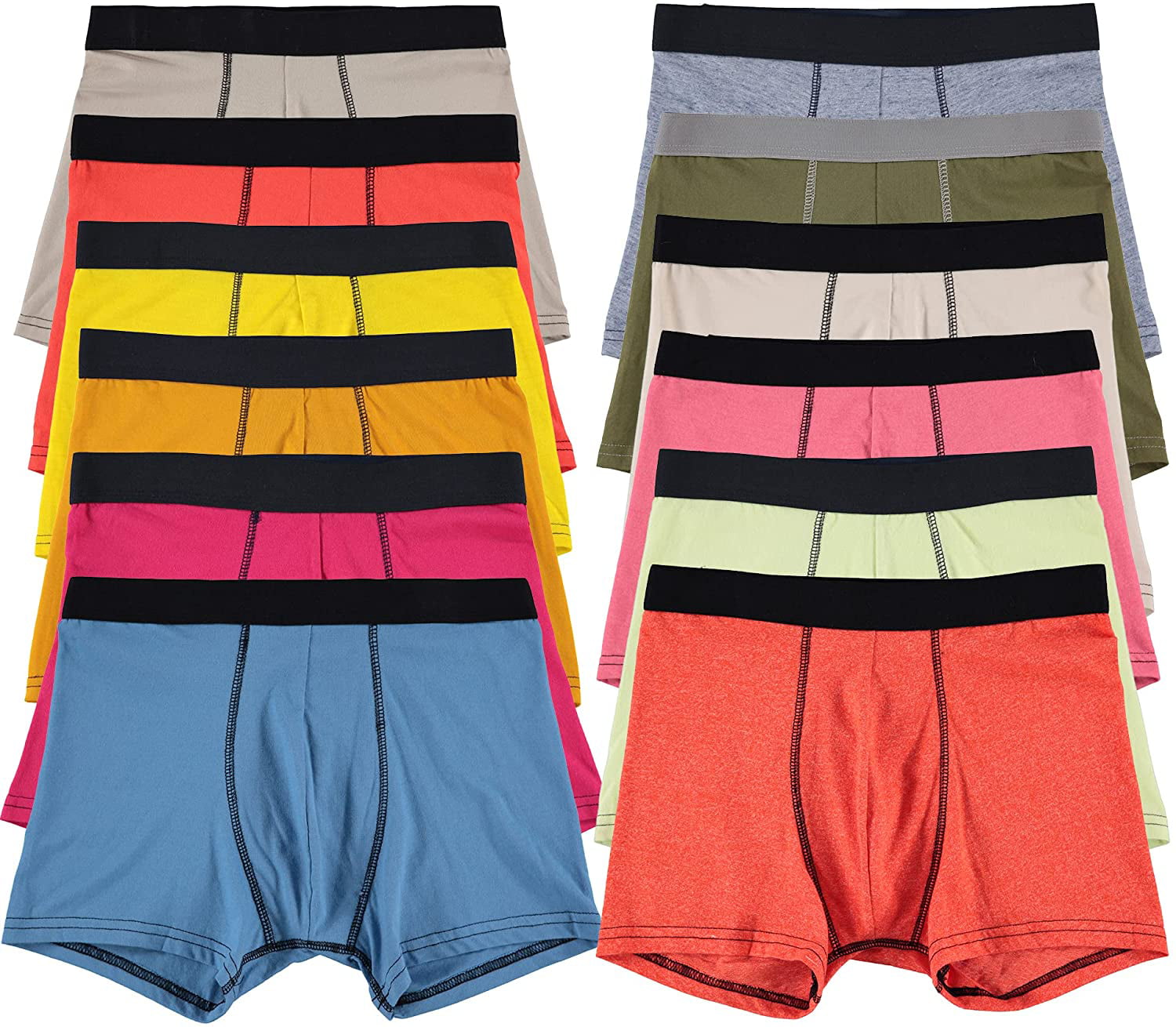 SOCKS'NBULK 12 Pack of Mens Boxer Briefs Underwear Bulk, 100% Cotton, Soft,  Comfortable, Assorted Colorful Brief
