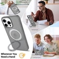 thumbnail image 3 of Asuwish Phone Case for iPhone 16 Pro Max 6.9 inch Tempered Glass Screen Protector Magnetic Folding Stand Frosted Translucent Rugged Shockproof Protective Cell Cover i Phone 16ProMax Women Men Grey, 3 of 7