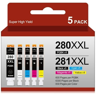 Canon PGI-280 CLI-281 XL Ink Cartridges for Pixma Printers (5 Pack