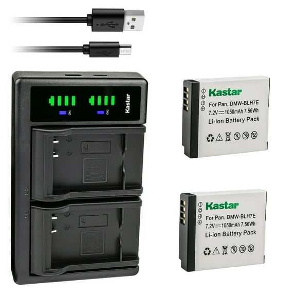 Kastar 2-Pack DMW-BLH7 Battery and LTD2 USB Charger Replacement for Panasonic Lumix DMC-GM1W, Lumix DMC-GM5, Lumix DMC-GM5K, Lumix DMC-GF7, Lumix DMC-GF7KP, Lumix DMC-GF8, Lumix DMC-LX9 Camera