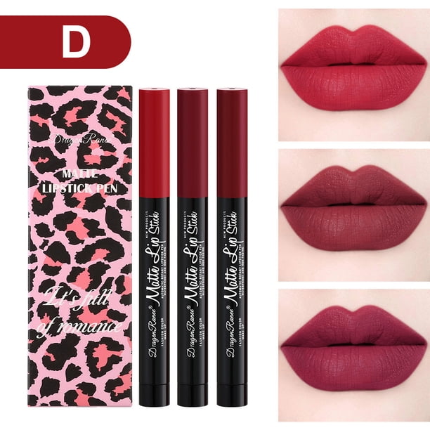 XWSHYW Lápiz Labial Pluma de Lápiz Labial con Gancho de Línea Mate Brumosa a Prueba de Sudor, Pluma de Espuma, Brillo de Labios de Delineador de Labios Que No Se Desvanece 1.8Gx3